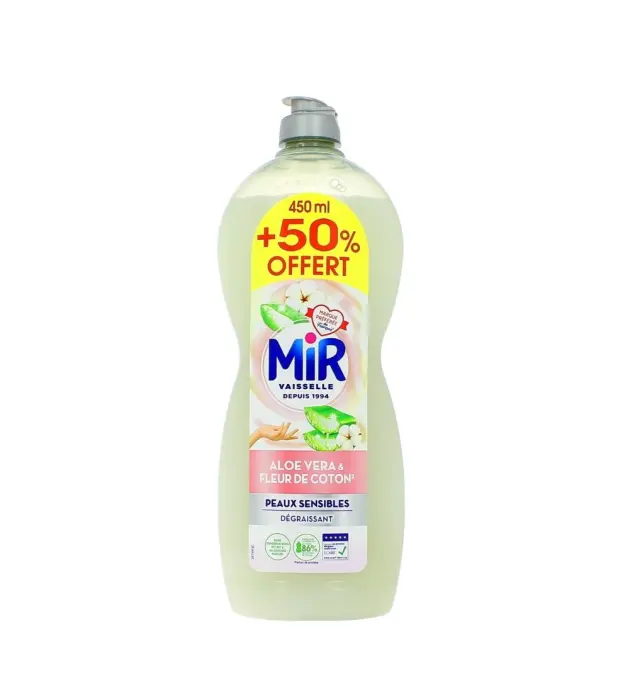 MIR LIQUIDE VAISSELLE ALOE VERA & FLEUR DE COTON 675ML