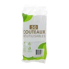 COUTEAUX TRANSPARENTS EN PLASTIQUE REUTILISABLE 18CM x50