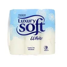 TESCO LUXURY SOFT PAPIER TOILETTE BLANC 2 PLIS 220 FEUILLES x9