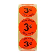 ROULEAU 1000 ETIQUETTES FLUO (45mm) 3 €