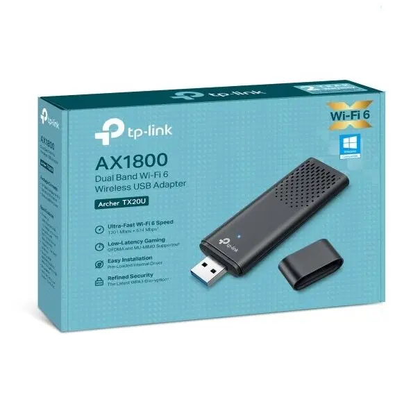 TP-LINK 1200MBit AX1800 Dual Band Wi-Fi 6 USB Adapter USB 3.0, easy install, MU-MIMO, OFDMA, WPA3