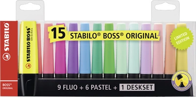 STABILO Surligneur BOSS ORIGINAL, set de table de 15