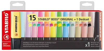 STABILO Surligneur BOSS ORIGINAL, set de table de 15