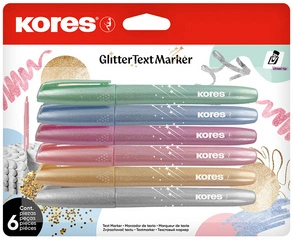 Kores Surligneur "Glitter", en forme de stylo, set de 6