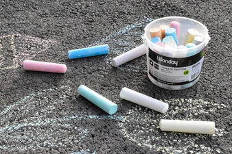 Wonday Craie de trottoir "marelle", seau en plastique de 20
