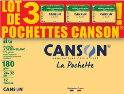 CANSON Papier à dessin "C" à grain, A4, lot de 2