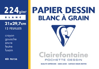 Clairefontaine Papier dessin "Blanc à Grain", 210 x 297 mm