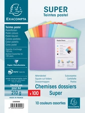 EXACOMPTA Chemises SUPER 250, A4, assorti