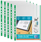 Oxford Pochettes perforées, A4 avec bord coloré, PP, blanc
