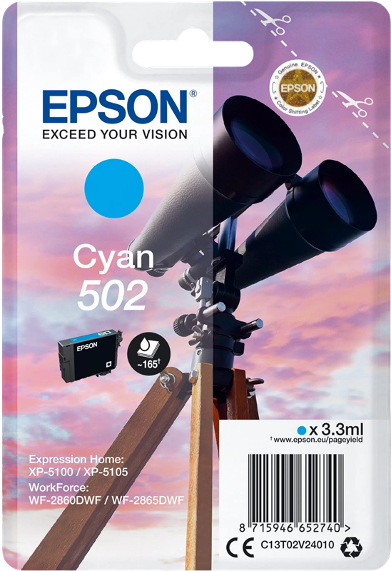 Epson 502 Cyan Cartouche d'encre (C13T02V24010)