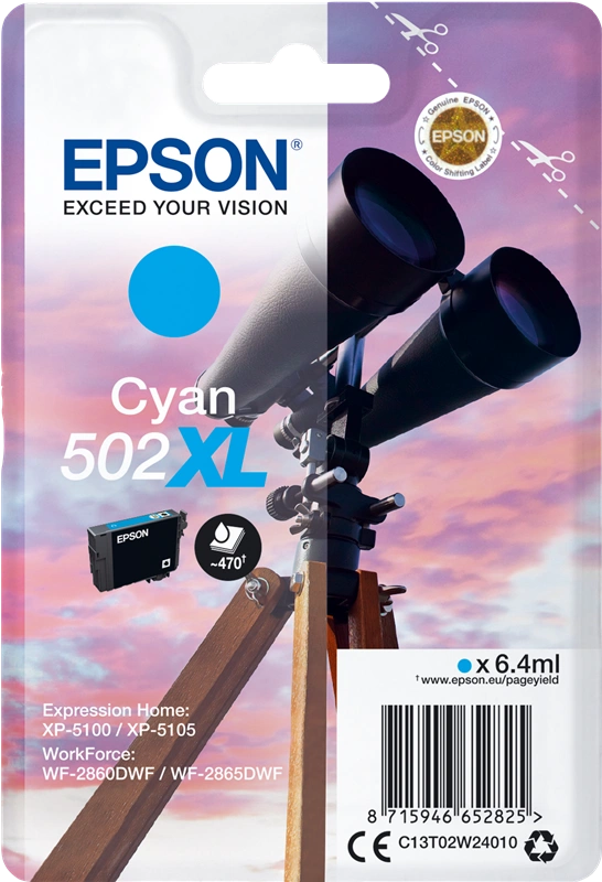 Epson 502XL Cyan Cartouche d'encre (C13T02W24010)