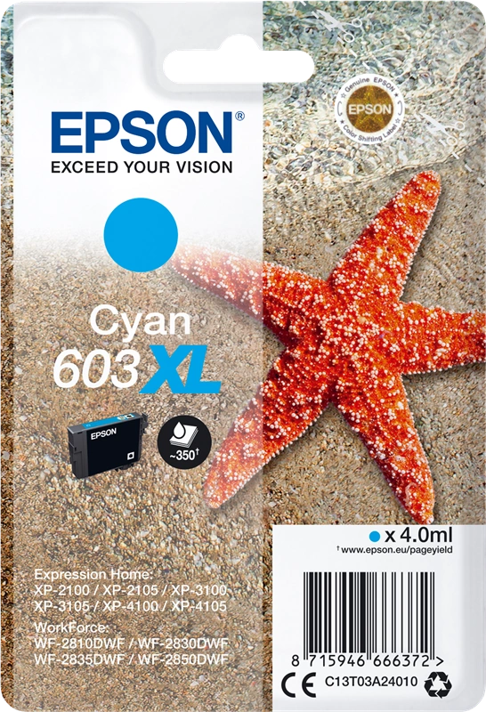 Epson 603XL Cyan Cartouche d'encre (C13T03A24010)