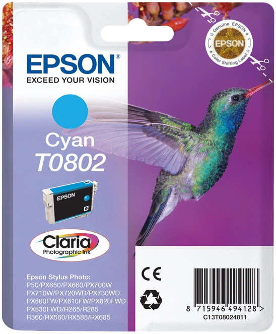 Epson T0802 Cyan Cartouche d'encre (C13T08024011)