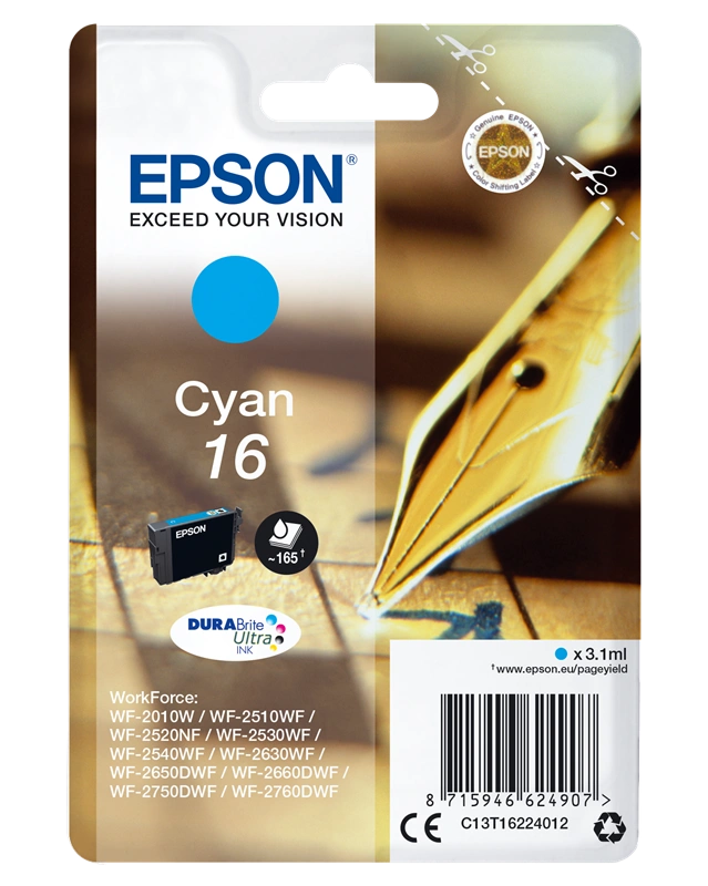 Epson 16 Cyan Cartouche d'encre (C13T16224012)