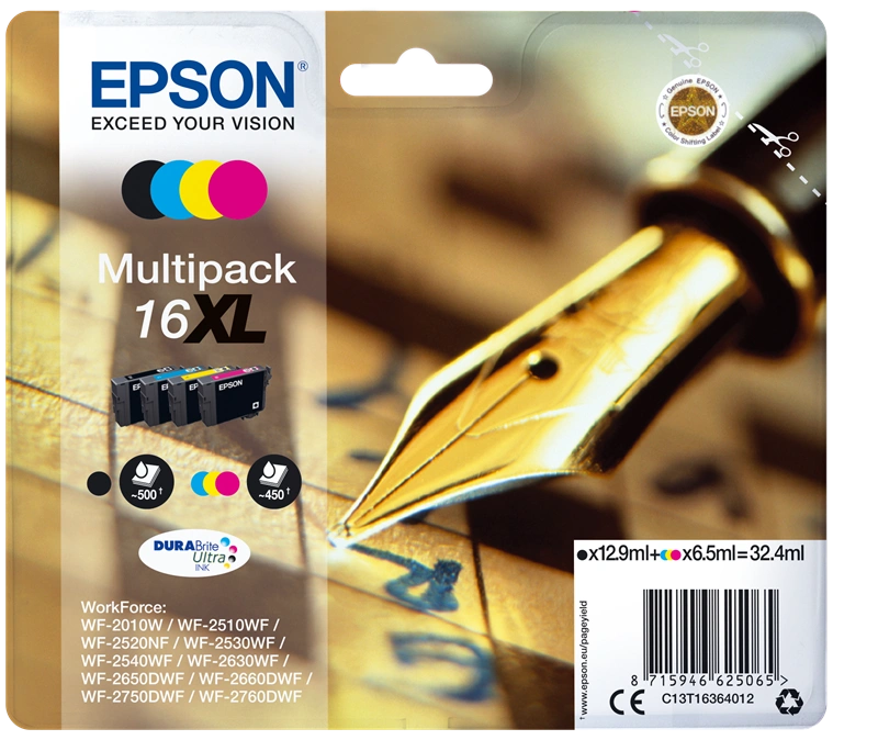 Epson 16 XL Multipack Noir(e) / Cyan / Magenta / Jaune (C13T16364012)