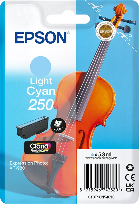 Epson 250 Cyan (brillant) Cartouche d'encre (C13T16N54010)