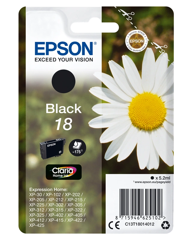 Epson 18 Noir(e) Cartouche d'encre (C13T18014012)