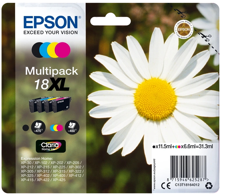 Epson 18 XL Multipack Noir(e) / Cyan / Magenta / Jaune (C13T18164012)