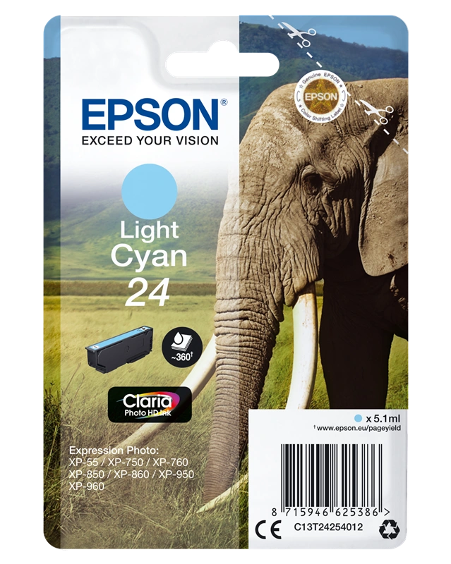 Epson 24 Cyan (brillant) Cartouche d'encre (C13T24254012)