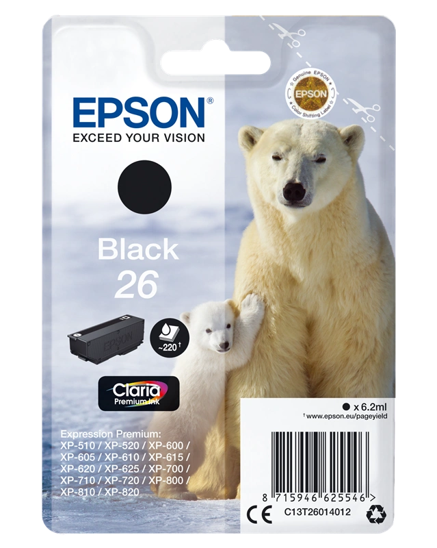 Epson 26 Noir(e) Cartouche d'encre (C13T26014012)