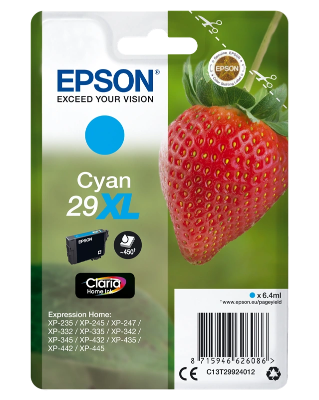 Epson 29 XL Cyan Cartouche d'encre (C13T29924012)