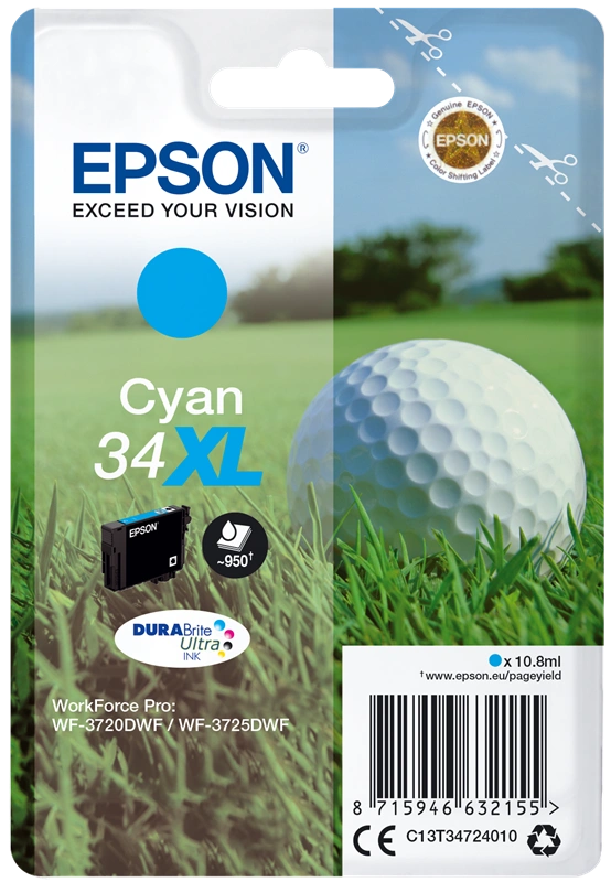 Epson 34 XL Cyan Cartouche d'encre (C13T34724010)