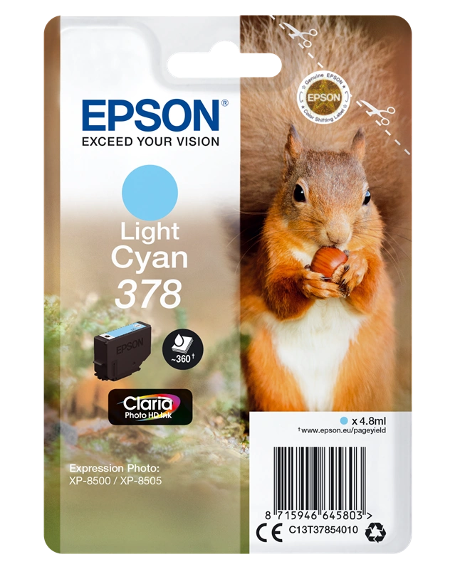Epson 378 Cyan (brillant) Cartouche d'encre (C13T37854010)