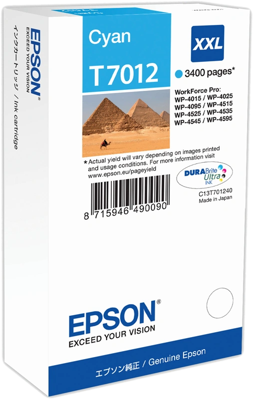 Epson T7012 XXL Cyan Cartouche d'encre (C13T70124010)
