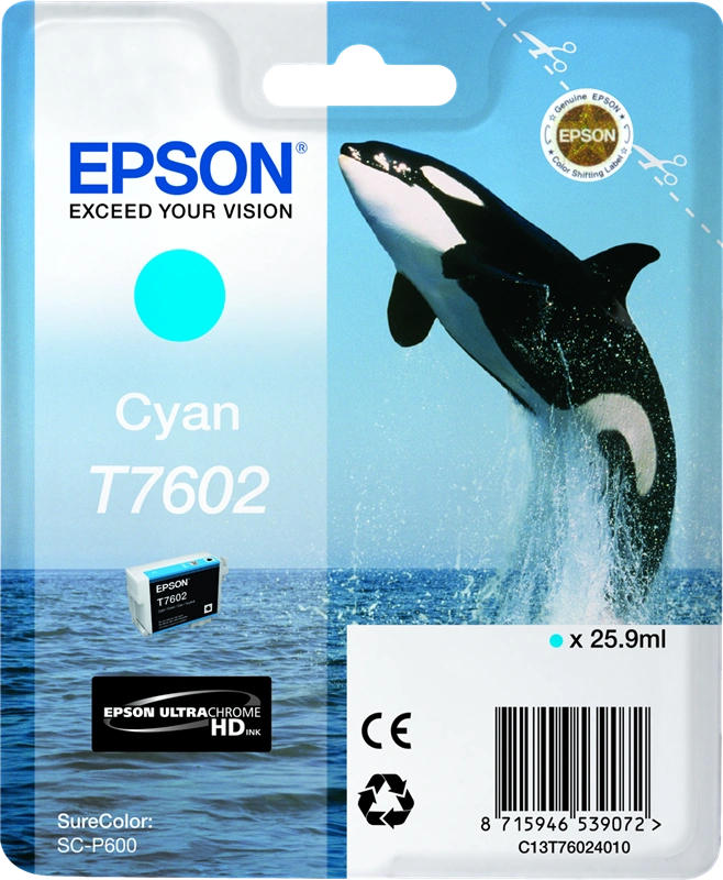 Epson T7602 Cyan Cartouche d'encre (C13T76024010)