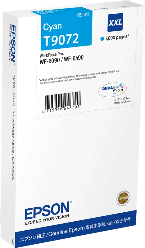 Epson T9072 XXL Cyan Cartouche d'encre (C13T90724N)