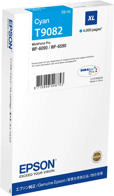Epson T9082 XL Cyan Cartouche d'encre (C13T90824N)