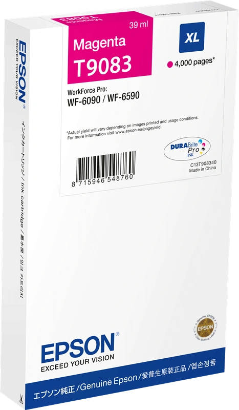 Epson T9083 XL Magenta Cartouche d'encre (C13T90834N)
