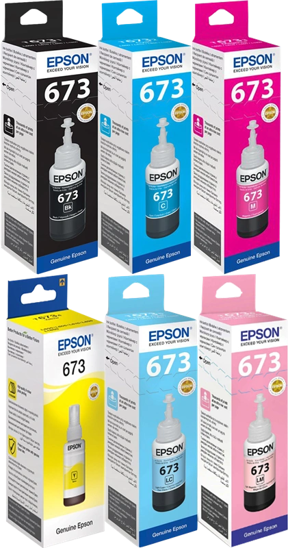 Epson 673 Multipack Noir(e) / Cyan / Magenta / Jaune / Cyan (brillant) / Magenta (brillant) (T673 MCVP)