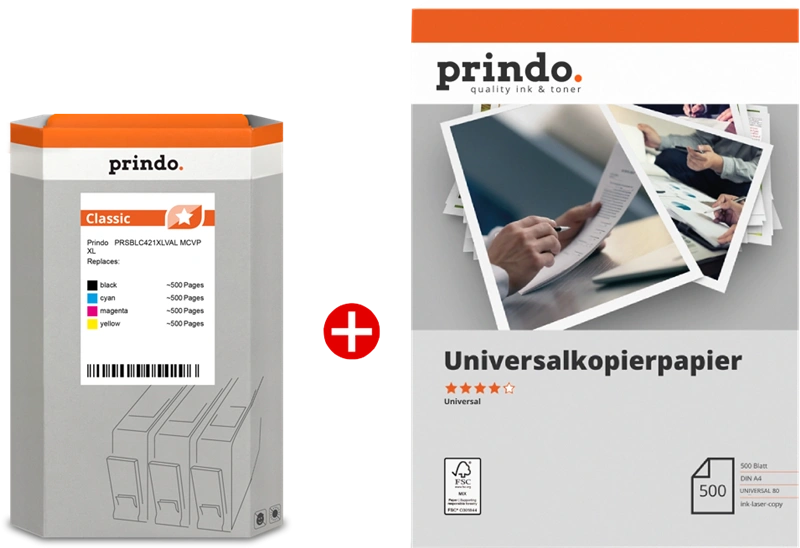 Prindo Classic XL Noir(e) / Cyan / Magenta / Jaune / Blanc Value Pack