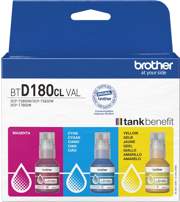 Brother BTD-180 Multipack Cyan / Magenta / Jaune (BTD180CLVAL)