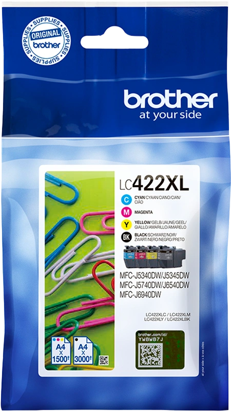 Brother LC-422XL Multipack Noir(e) / Cyan / Magenta / Jaune (LC422XLVAL)