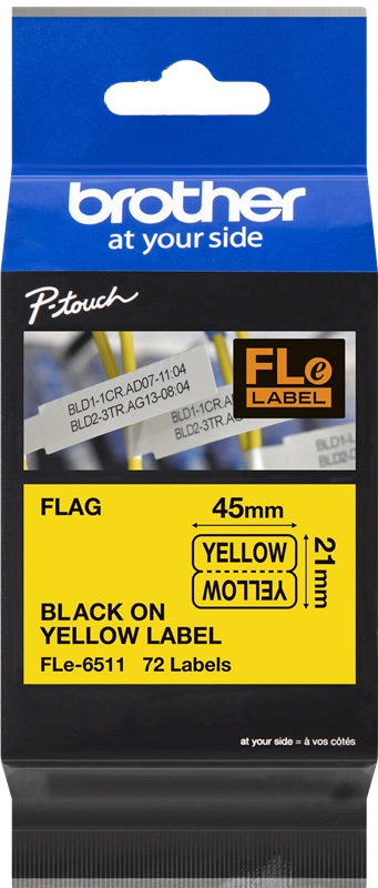 Brother FLe-6511 Ruban d'écriture 21 x 45mm Noir sur jaune