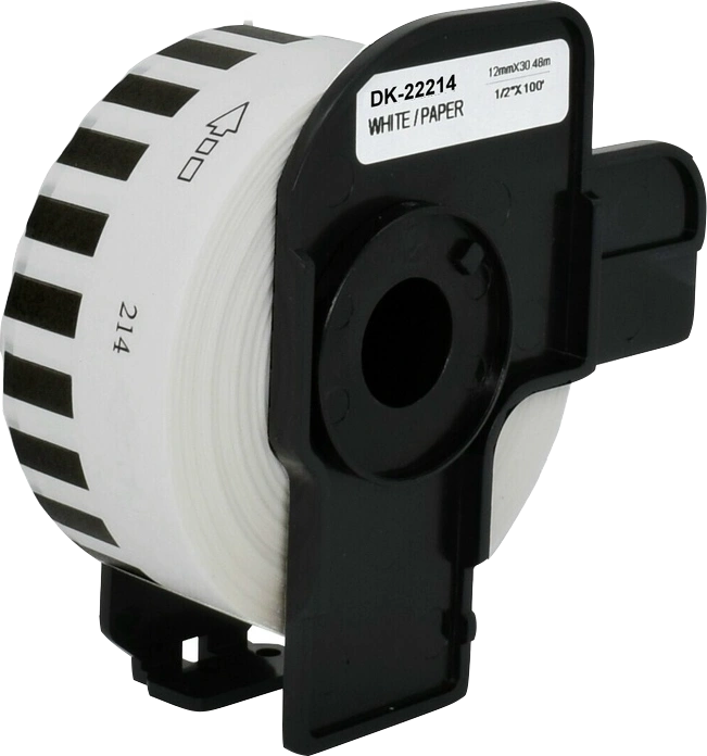 Compatible avec Brother DK-22214 Étiquettes continues 12mm x 30,48m Noir sur blanc Agfa Photo Noir sur blanc