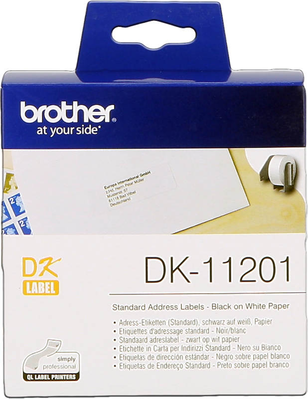 Brother DK-11201 Étiquettes d'adresse 29x90mm Noir sur blanc