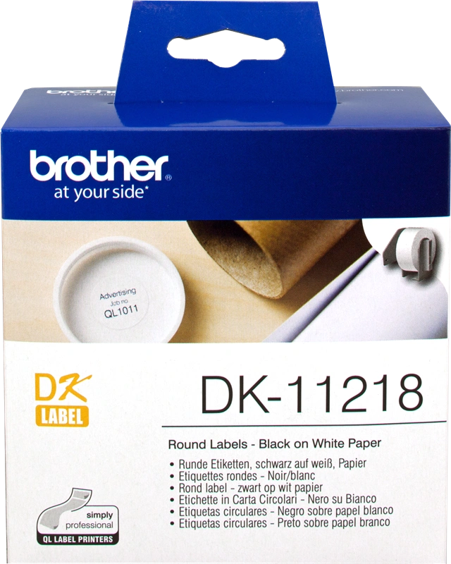 Brother DK-11218 Etiquettes rondes 24mm Noir sur blanc