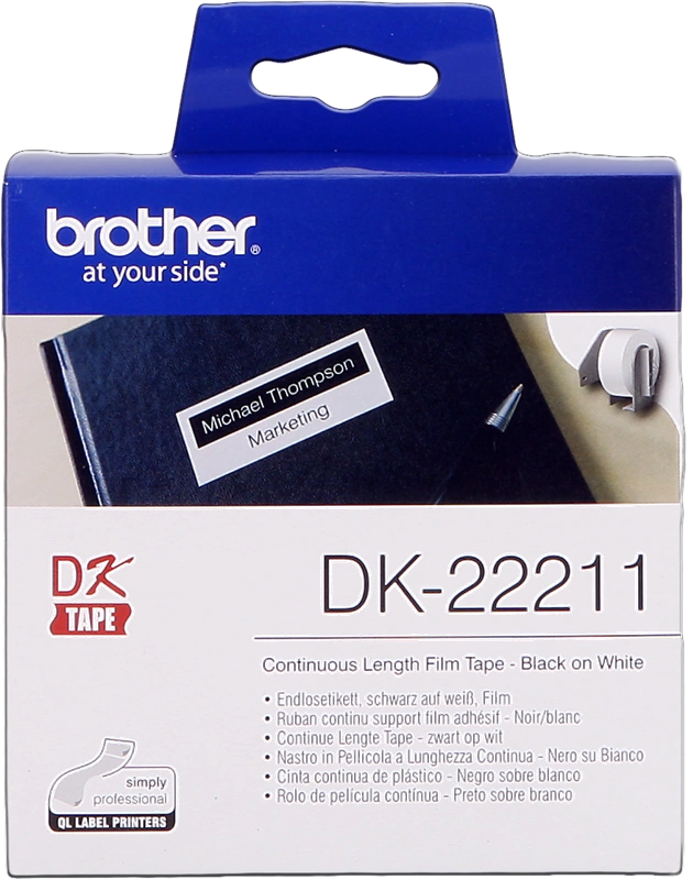 Brother DK-22211 Étiquettes continues 29mm x 15,24m Noir sur blanc