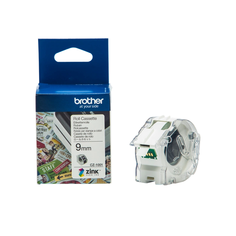 Brother CZ-1001 Rouleau d'étiquettes couleur 9mm x 5m Violet / Blanc