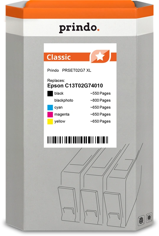 Compatible avec Epson 202XL Prindo Classic XL Multipack Noir(e) / Noir (photo) / Cyan / Magenta / Jaune