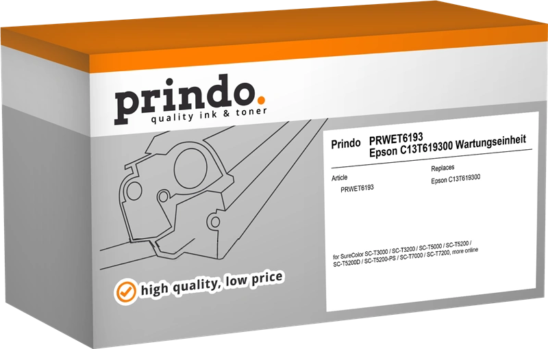 Compatible avec Epson T619300 (C13T619300) Prindo PRWET6193 Unité de maintenance