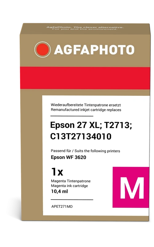 Compatible avec Epson 27 XL Magenta Agfa Photo APET271MD Magenta Cartouche d'encre