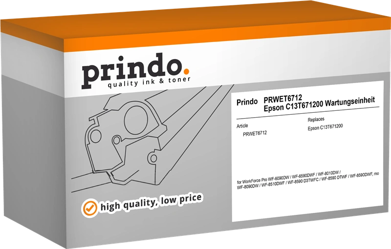 Compatible avec Epson T6712-PXMB4 (C13T671200) Prindo PRWET6712 Unité de maintenance