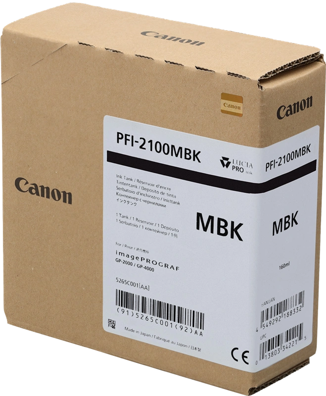Canon PFI-2100mbk Noir (Matt) Cartouche d'encre (5265C001)