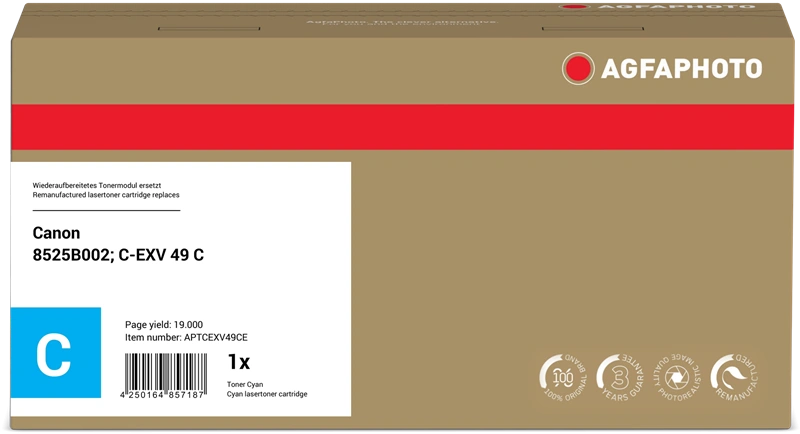 Compatible avec Canon C-EXV49c Agfa Photo APTCEXV49CE Cyan Toner
