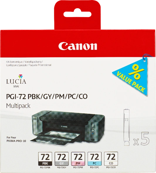 Canon PGI-72 Multipack Noir (photo) / Gris / Cyan (Photo) / Magenta (Photo) / Transparent (6403B007)