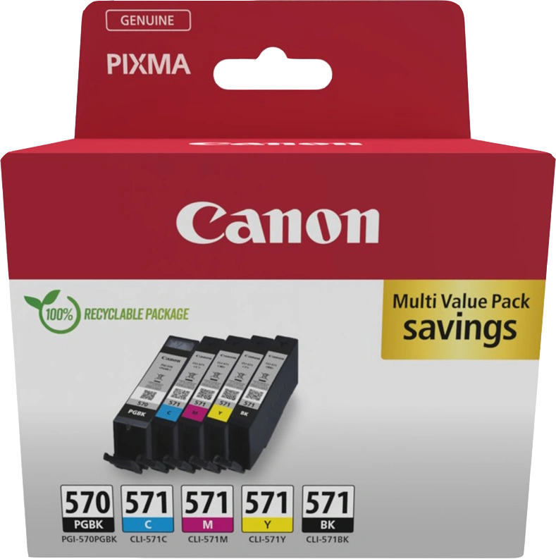 Canon PGI-570+CLI-571 Multipack Noir(e) / Noir(e) / Cyan / Magenta / Jaune (0372C006)